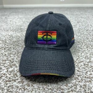 Minnesota Twins Hat Cap Strap Back One Size Gray MLB Baseball Pride LGBT Rainbow